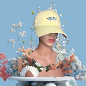 VANS OFF THE WALL WOMEN YELLOW HAT WITH CHECKERS ELASTIC ADJUSTABLE CAP New